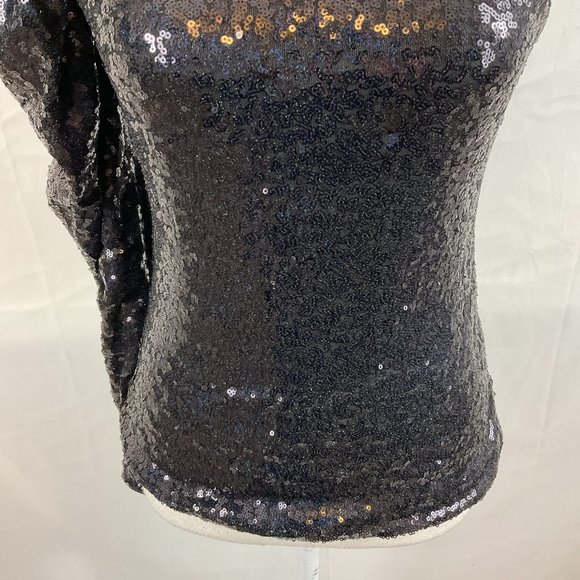 Lovers & Friends One-Shoulder Top M Black Sequins Long Sleeve New NWT - Picture 4 of 12